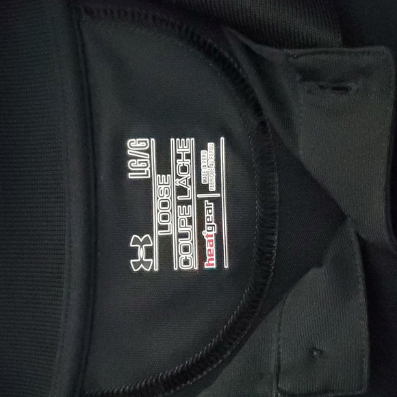 LG. Under Armor Heat Gear Loose Fit Black Polo EUC - Picture 3 of 3